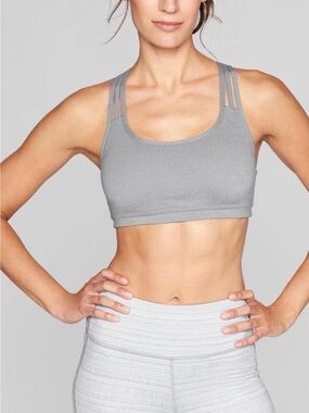 Athleta Fully Focused Bra Strappy Back Gray Small